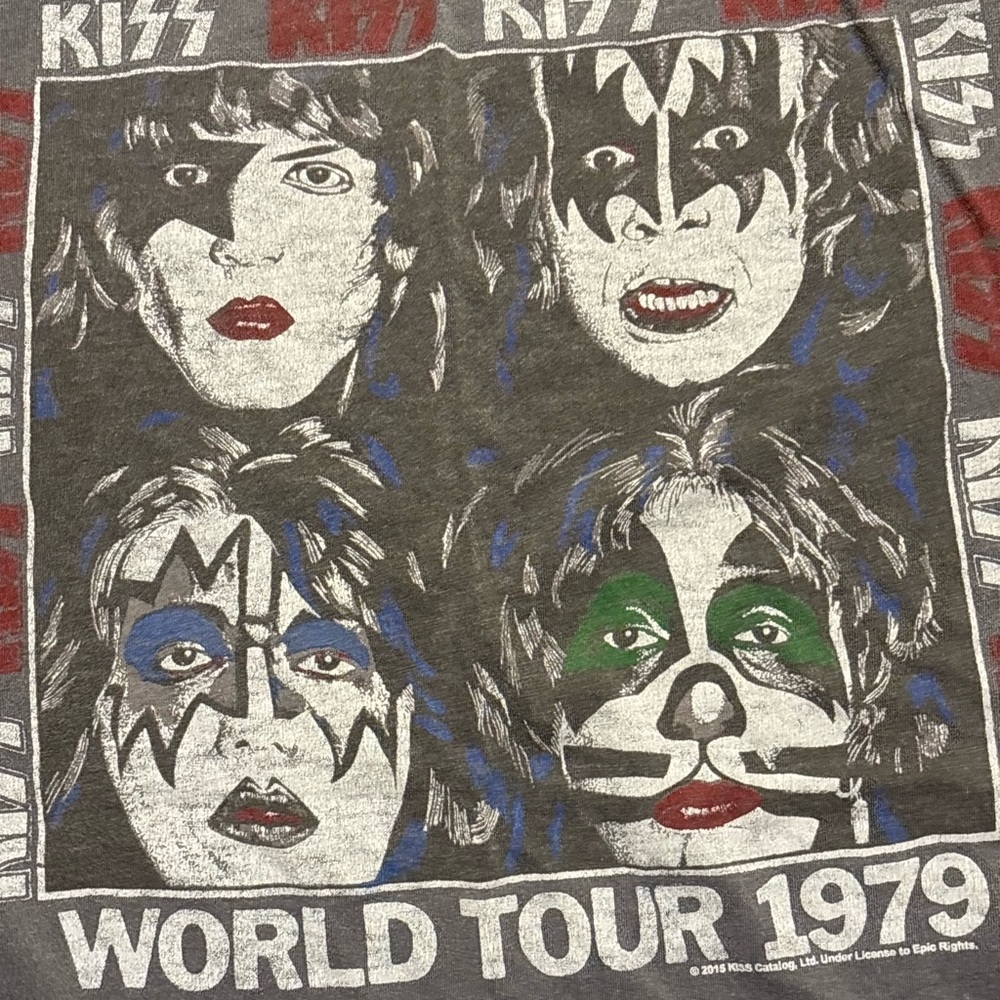 Junk Food Clothing Gray KISS World Tour 1979 Short Sleeve Tee Size medium - Picture 4 of 4